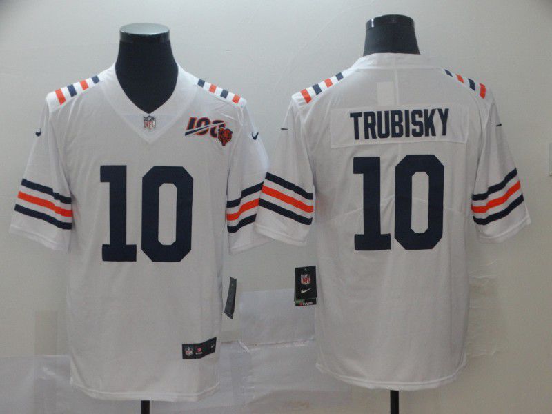 Men Chicago Bears #10 Trubisky White 100th Anniversary Nike Vapor Untouchable Player NFL Jerseys->chicago bears->NFL Jersey